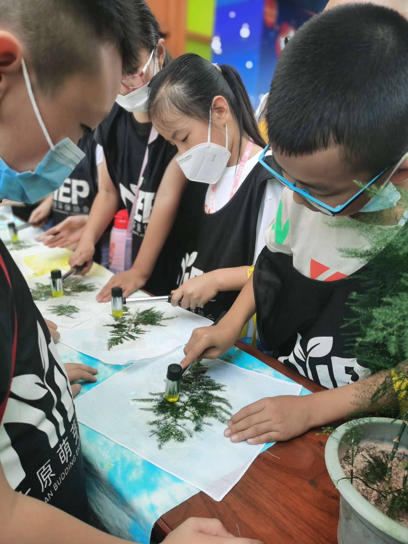 小朋友制作植物拓印作品。摄影 李清波.jpg