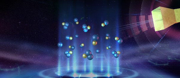 从超冷原子和双原子分子混合气中利用射频场合成三原子分子的示意图。.jpg 从超冷原子和双原子分子混合气中利用射频场合成三原子分子的示意图。.jpg